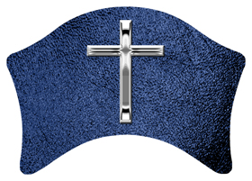 DABAN-510-SL-SH-BL Silver Single Cross Shimmer Blue Background